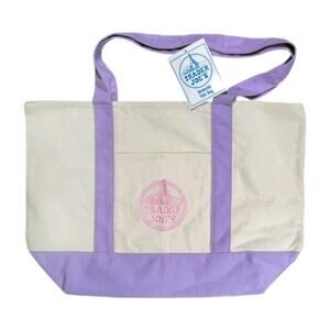 Trader Joe’s Lavender Purple Large Canvas Tote Bag 2026 Spring Logo Reusable